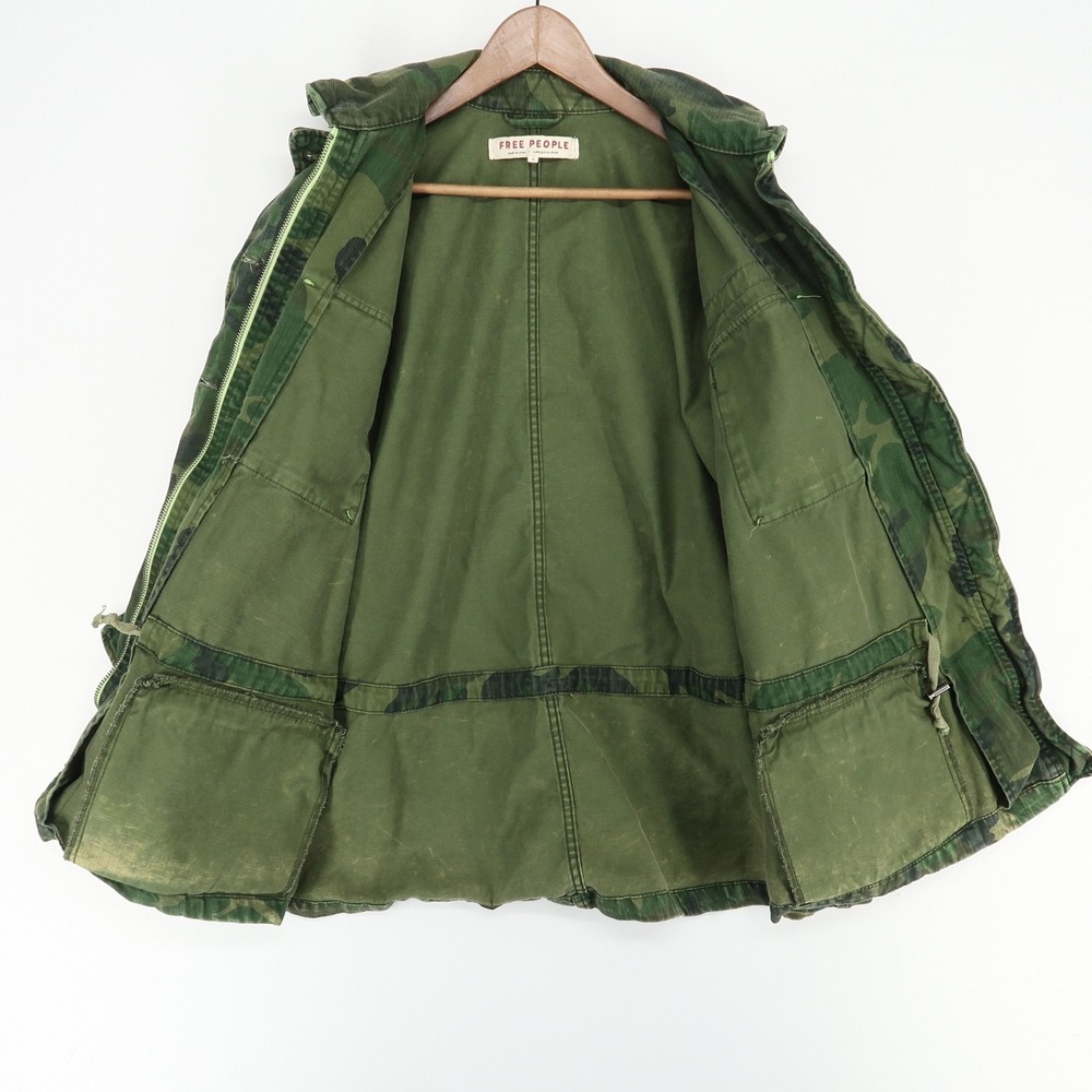 Free People Seize The Day Jacket Womens Medium Green Camo Utility Military - Picture 3 of 9